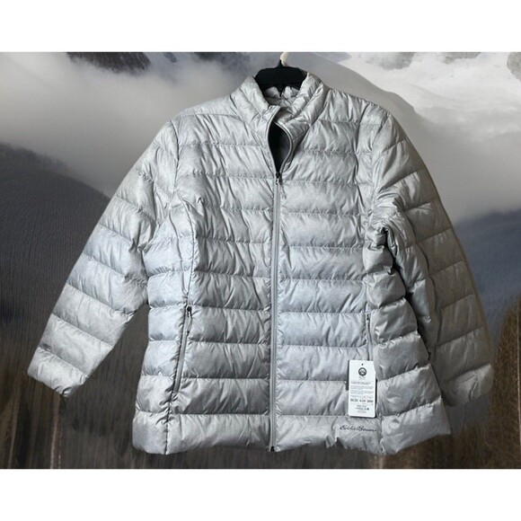 NWT Eddie Bauer Women's Plus CirrusLite Down Jacket Light Grey 2X 650 down - Picture 3 of 9